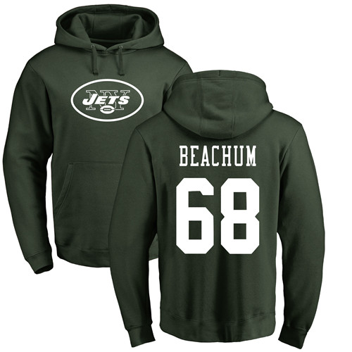 New York Jets Men Green Kelvin Beachum Name and Number Logo NFL Football #68 Pullover Hoodie Sweatshirts->women nfl jersey->Women Jersey